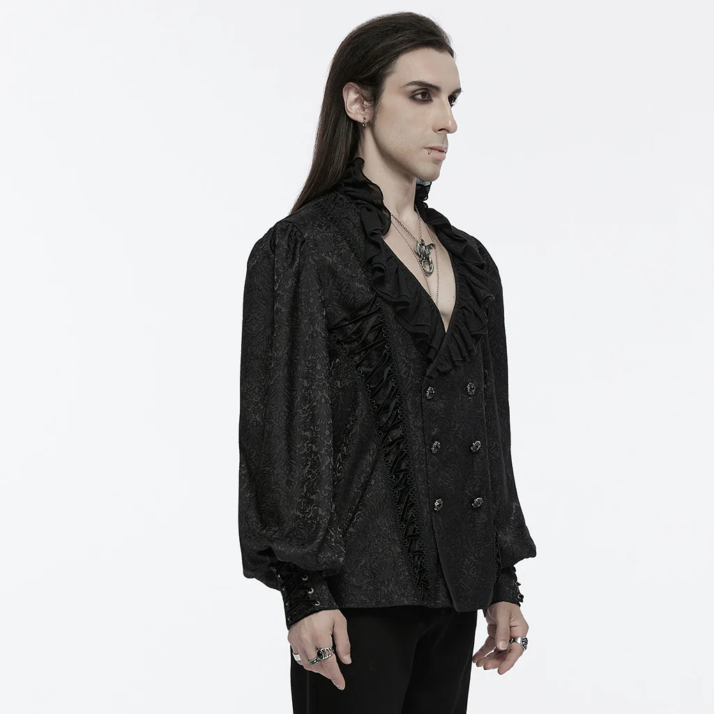 Jacquard Ruffled Collar Shirt - Image 2
