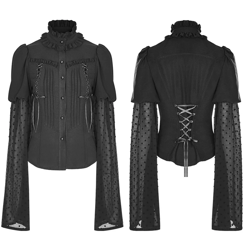 Kawaii Classic Lolita Trumpet Sleeve Gothic Shirt For Women - Image 10