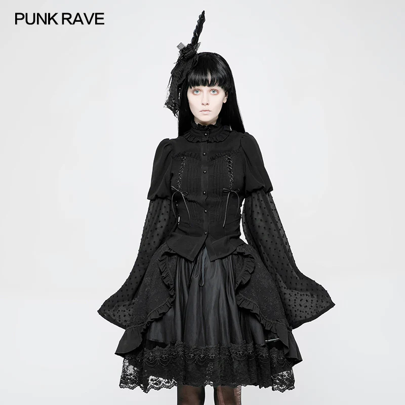 Kawaii Classic Lolita Trumpet Sleeve Gothic Shirt For Women - Image 6