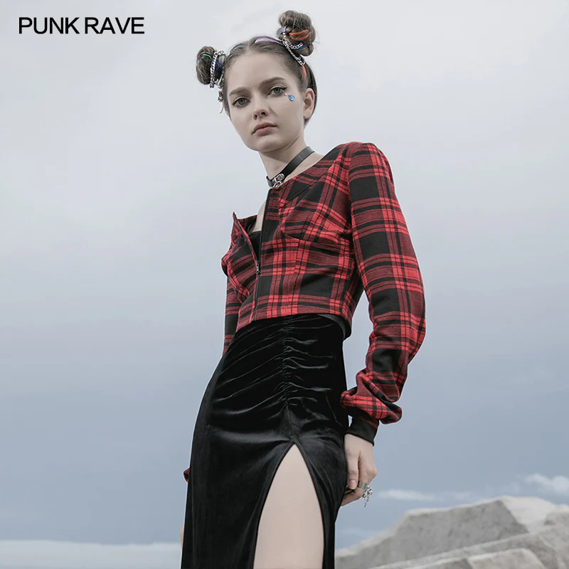Knitted plaid short coat - Image 2