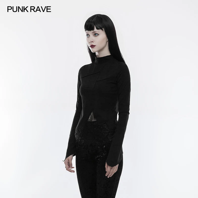 Lace Irregular Hollow-out Long Sleeve Gothic T-shirt - Image 2