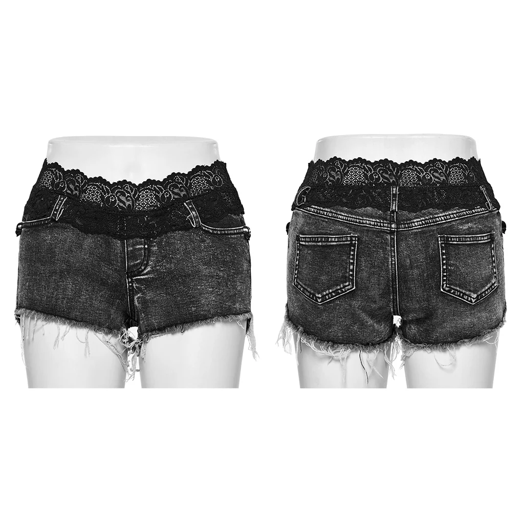 Lace waistband denim shorts - Image 5
