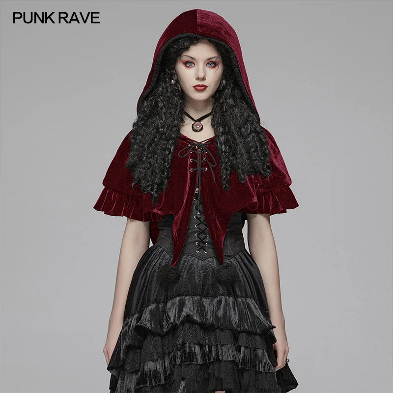 Lolita Velvet Short Hooded Loose Cloak With Cute Wooly Balls - Image 7