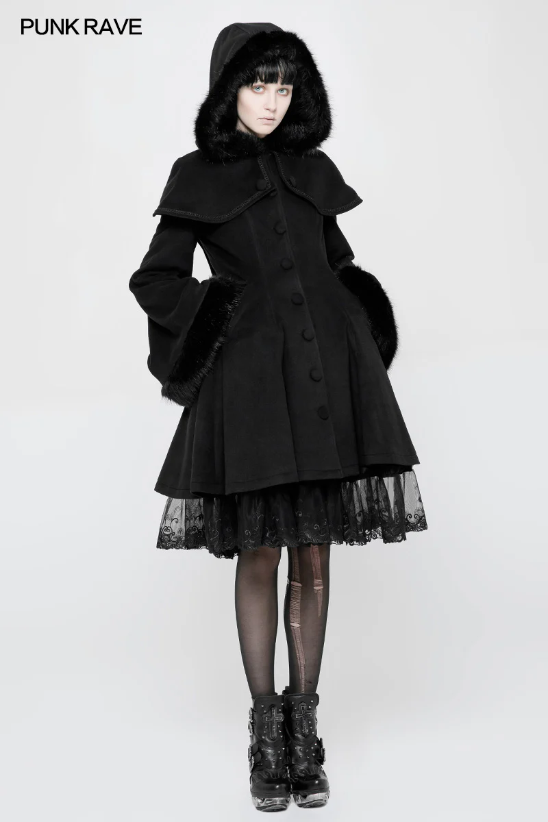 Lolita Woolen Medium-length Swallow Tail Gothic Coat - Image 6