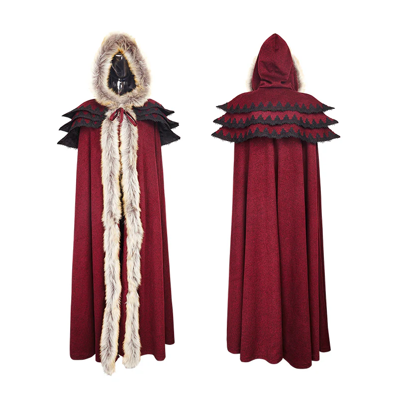 Long Cloak Gothic Trench Coats With Excellent Wool Collar - Image 13