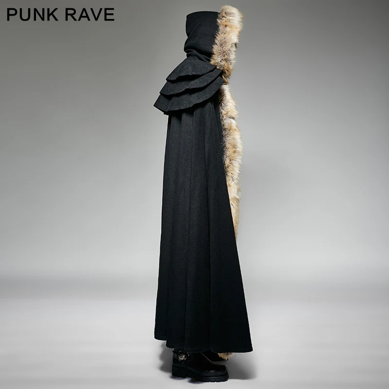 Long Cloak Gothic Trench Coats With Excellent Wool Collar - Image 7