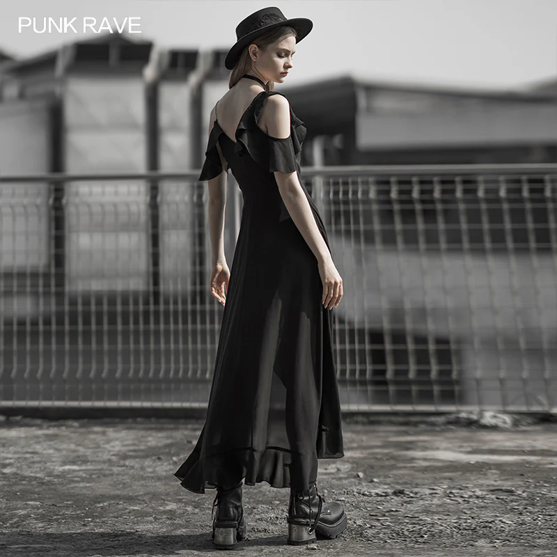 Long open fork chiffon long skirt - Image 3