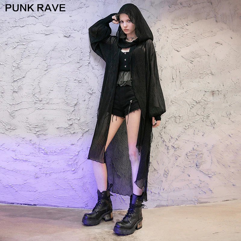 long Pointed cap pleat chiffon coat - Image 2