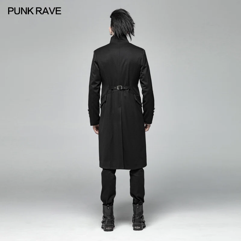 Men Gothic Standing Collar Mid-length Coat - Image 3