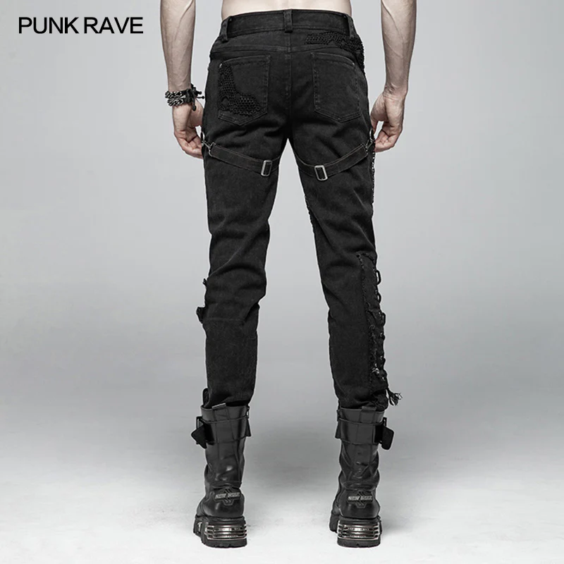 Men Punk Vintage Trousers With Detachable Personality Cover - Image 3