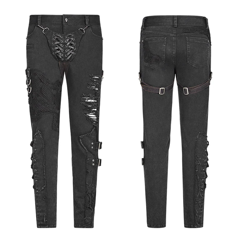 Men Punk Vintage Trousers With Detachable Personality Cover - Image 4