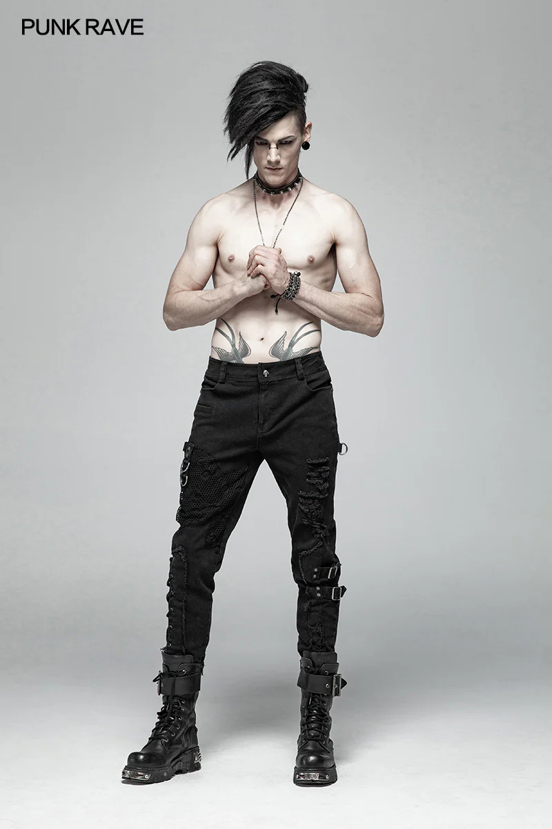 Men Punk Vintage Trousers With Detachable Personality Cover - Image 6