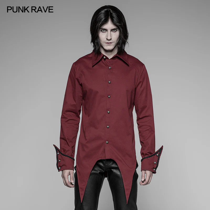 Men's Asymmetric Simple Gothic Shirt With Unique Cuff Design - Image 6