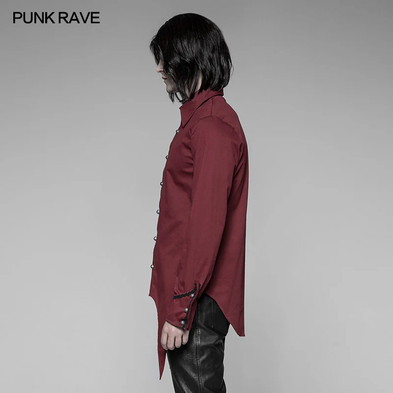 Men's Asymmetric Simple Gothic Shirt With Unique Cuff Design - Image 7