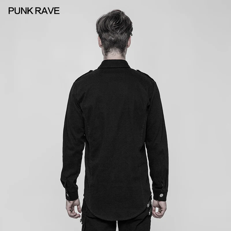 Men's Punk Pure Cotton Personality Shirt With Mosaic Rivet Decoration - Image 3