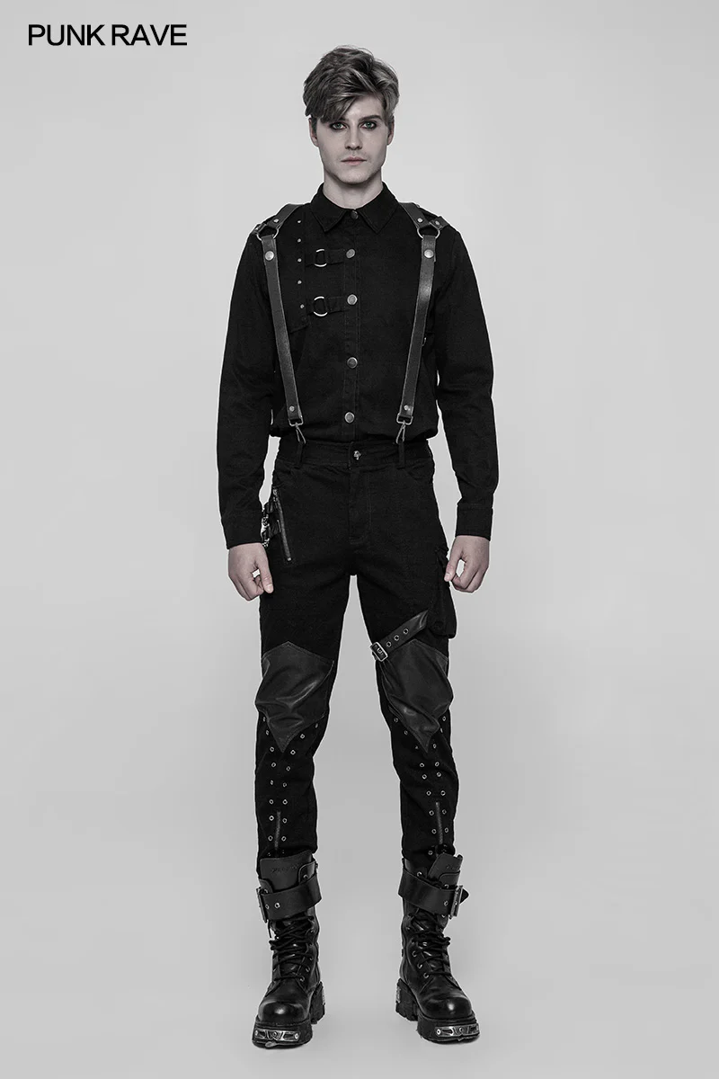 Men's Punk Pure Cotton Personality Shirt With Mosaic Rivet Decoration - Image 6