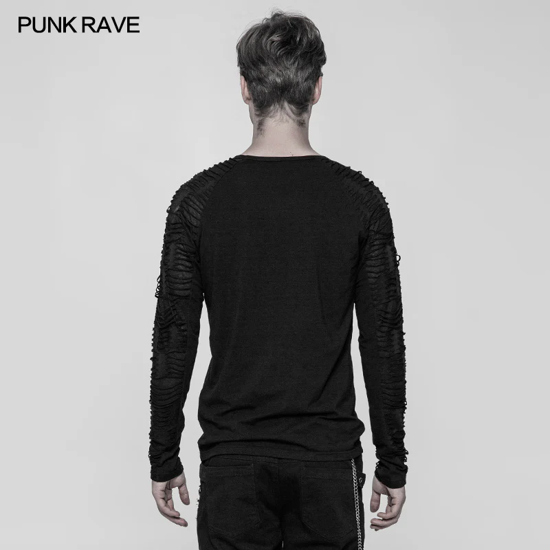Men's Raglan Sleeve Knit Punk T-shirt - Image 3