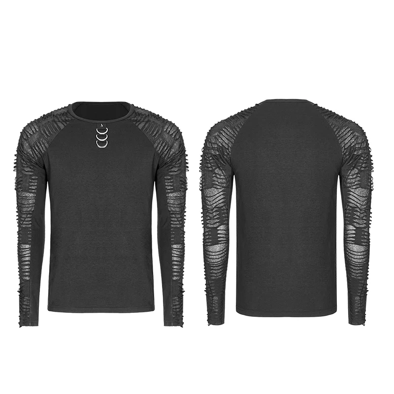 Men's Raglan Sleeve Knit Punk T-shirt - Image 4