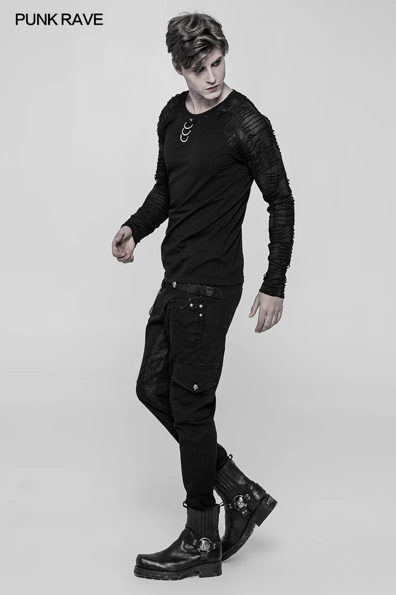 Men's Raglan Sleeve Knit Punk T-shirt - Image 6