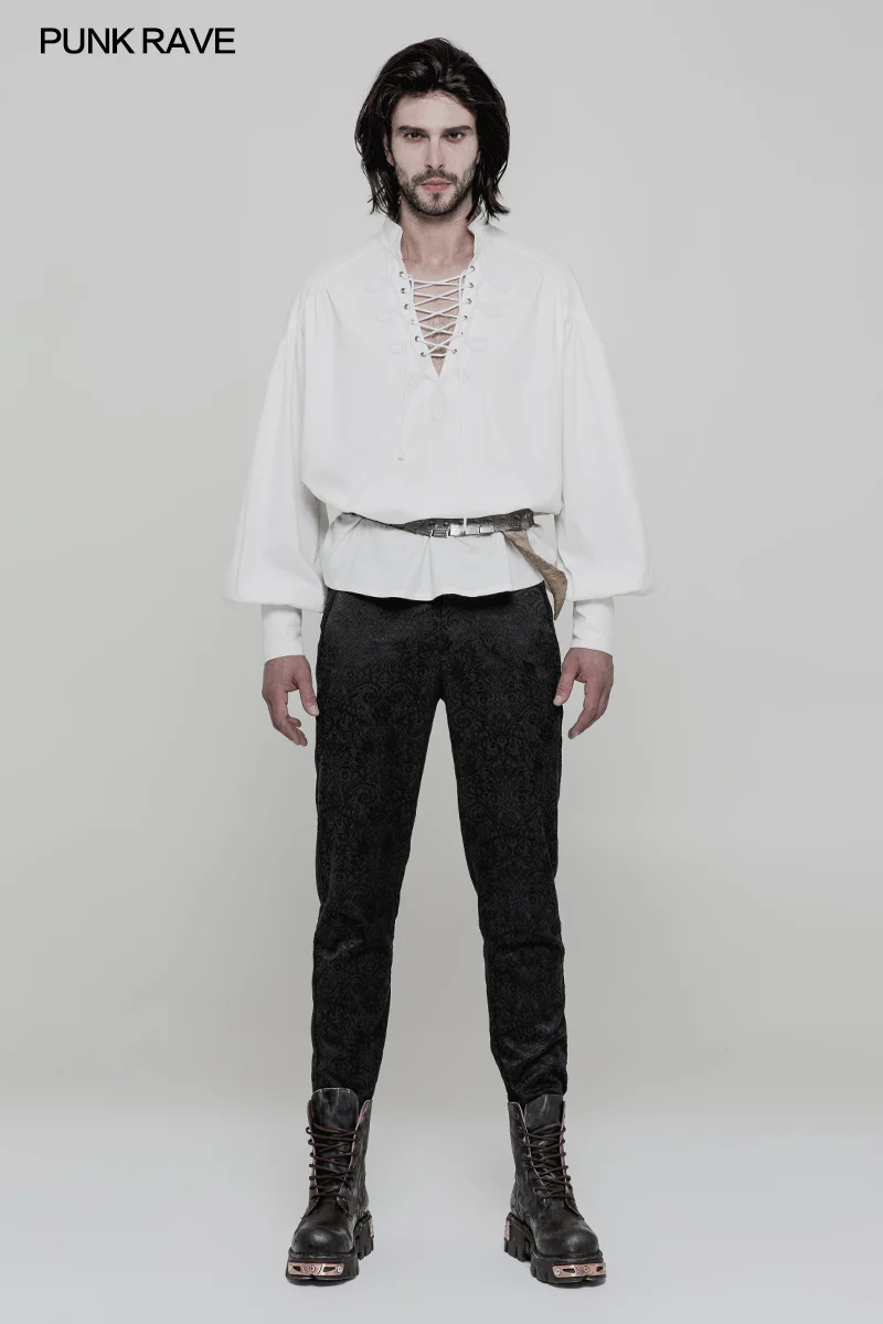 Men's Retro Gothic Long Sleeve Shirt With Disa Floret Collar Design - Image 12