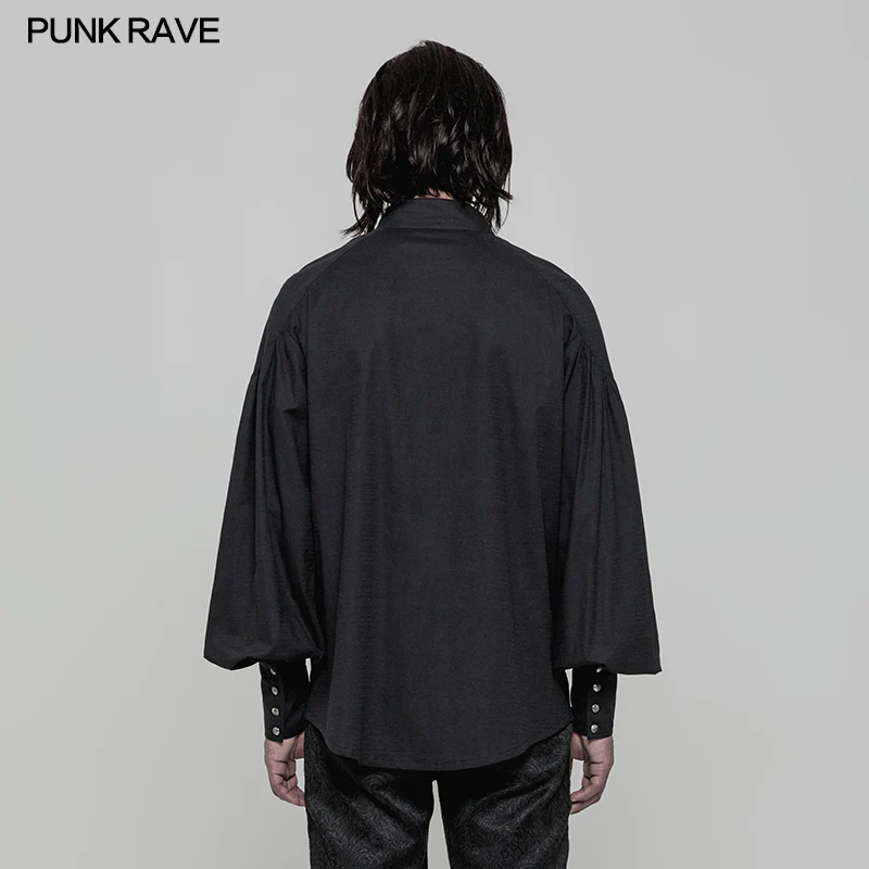 Men's Retro Gothic Long Sleeve Shirt With Disa Floret Collar Design - Image 3