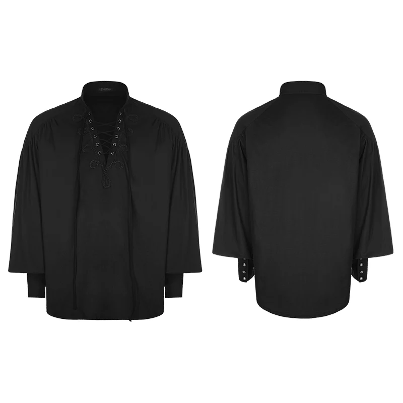 Men's Retro Gothic Long Sleeve Shirt With Disa Floret Collar Design - Image 4