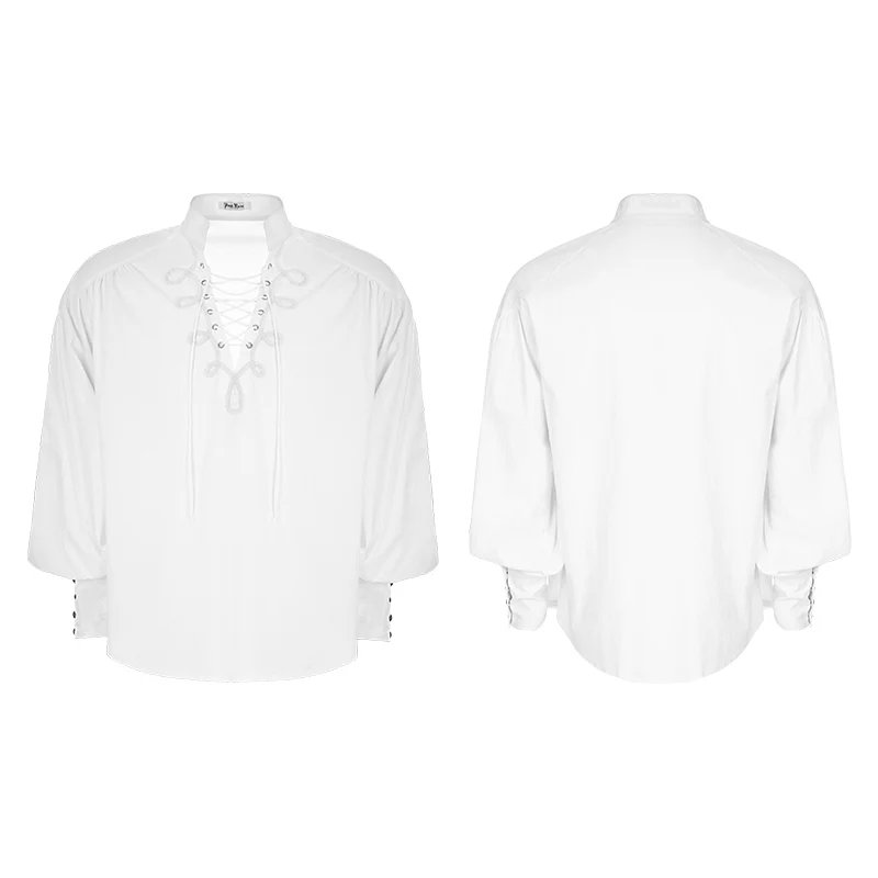 Men's Retro Gothic Long Sleeve Shirt With Disa Floret Collar Design - Image 9