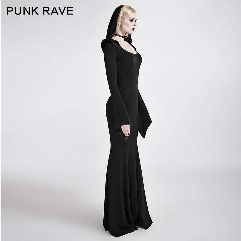 Mermaid Fashion Gowns Sexy Party Evening Gothic Dresses With Hoodie - Image 2