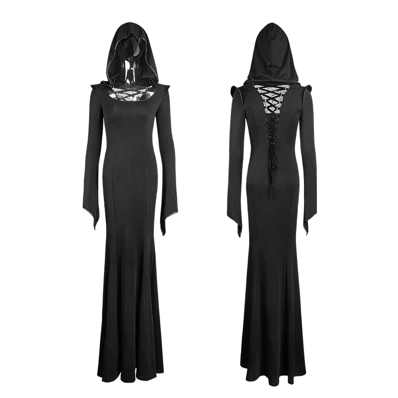 Mermaid Fashion Gowns Sexy Party Evening Gothic Dresses With Hoodie - Image 4