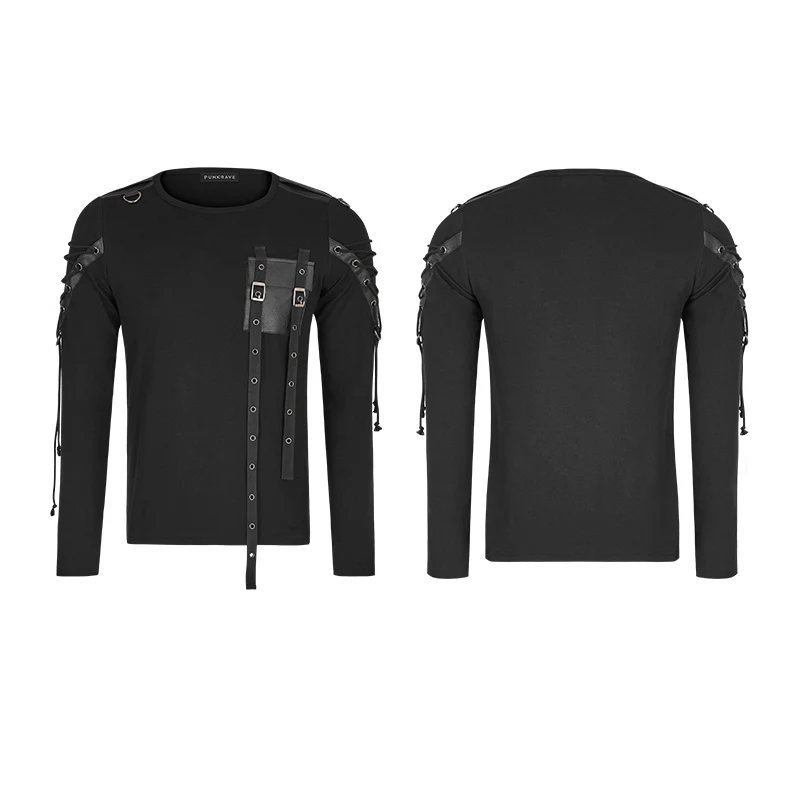 Military Uniform Long Sleeve Punk T-shirts With Ribbon Design - Image 3