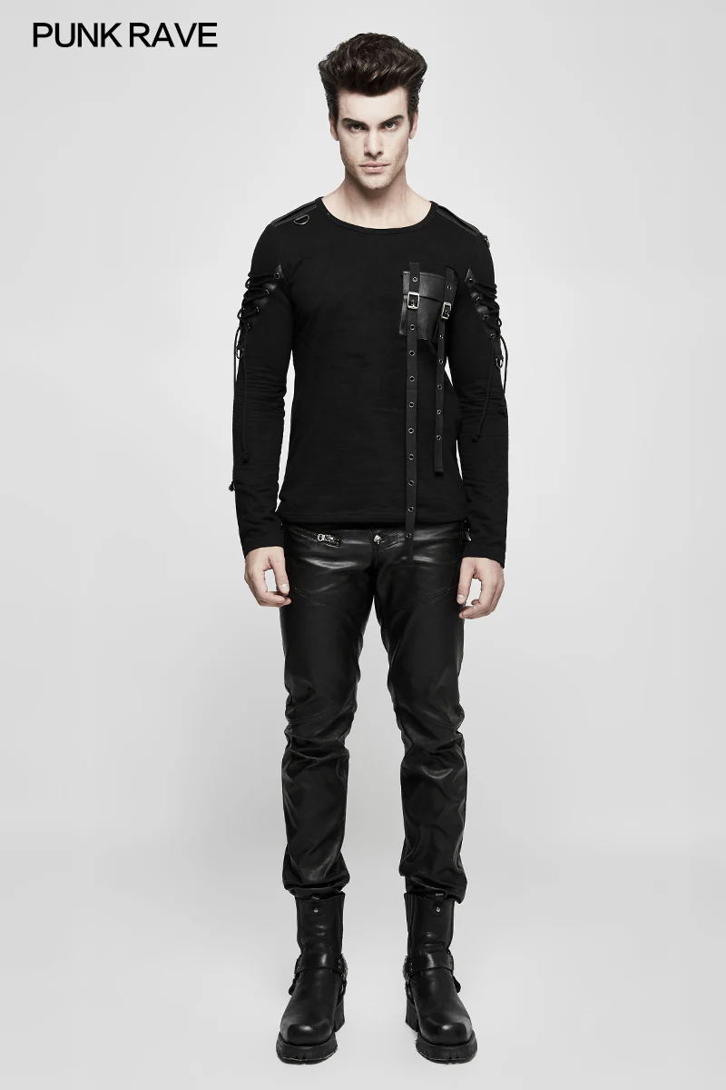 Military Uniform Long Sleeve Punk T-shirts With Ribbon Design - Image 5