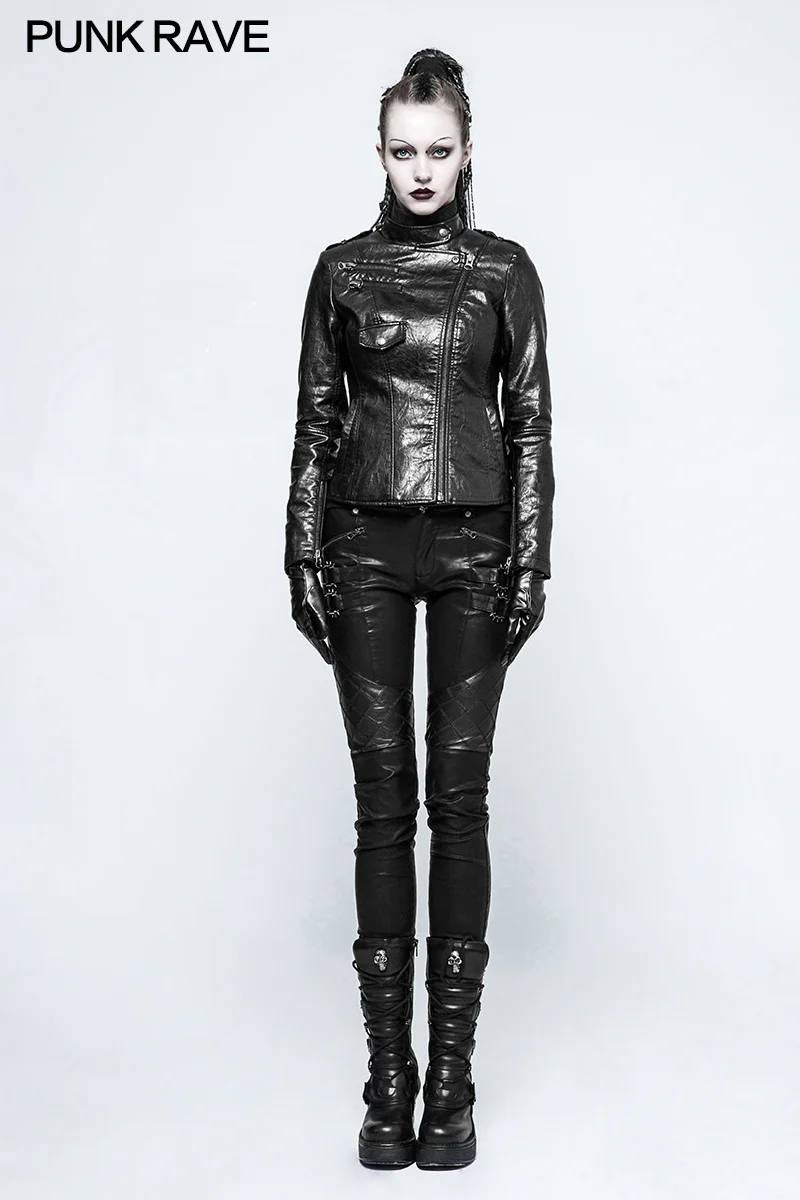 Motorcycle  Slim-fitting Leather Punk Jacket For Women - Image 6