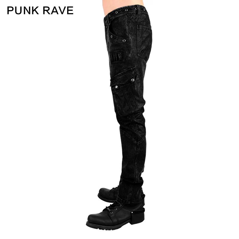 New Design Cotton Black Jean Punk Pants For Men - Image 2