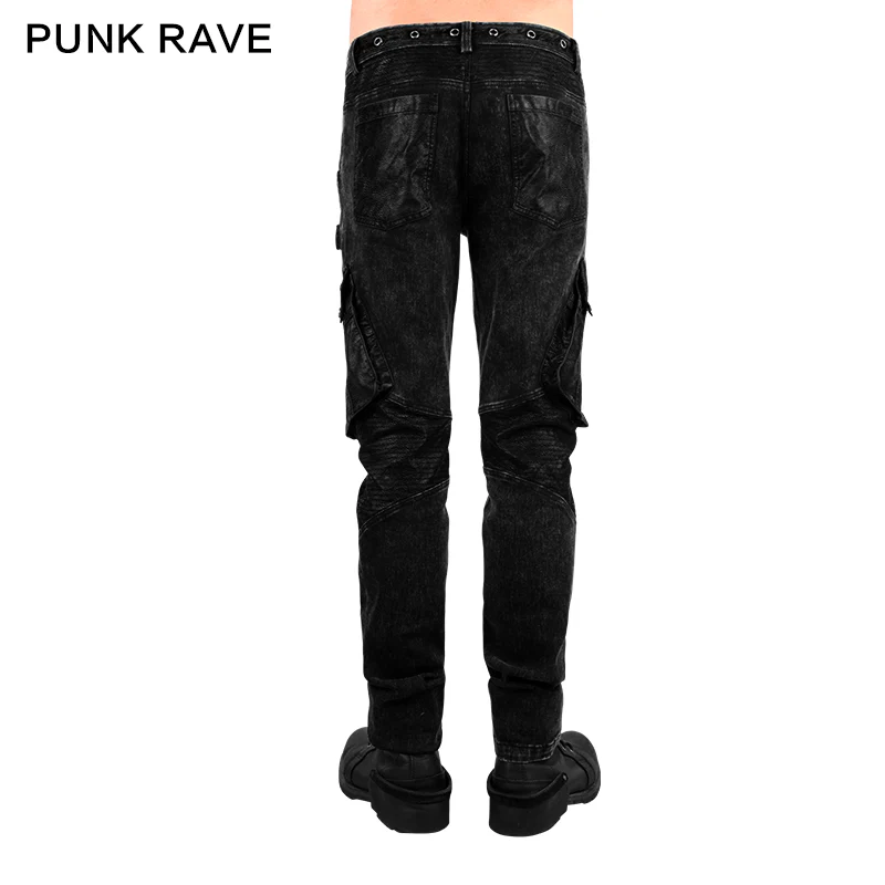 New Design Cotton Black Jean Punk Pants For Men - Image 3