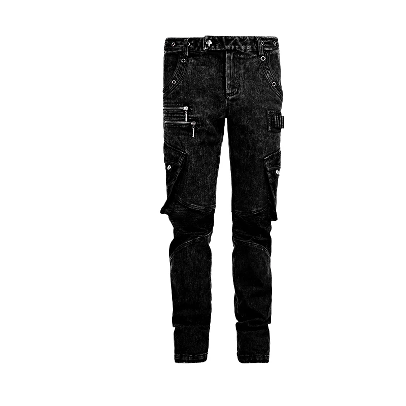 New Design Cotton Black Jean Punk Pants For Men - Image 4