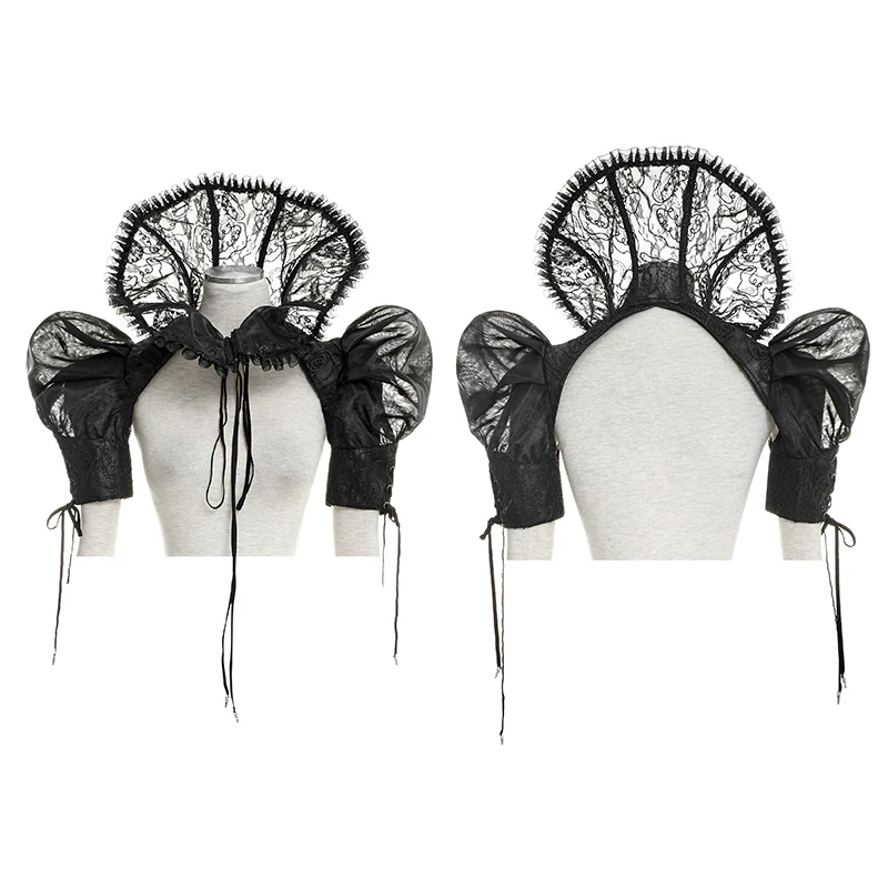 Palace Black Women Flower Pattern Gothic Lace Collar Accessories - Image 4
