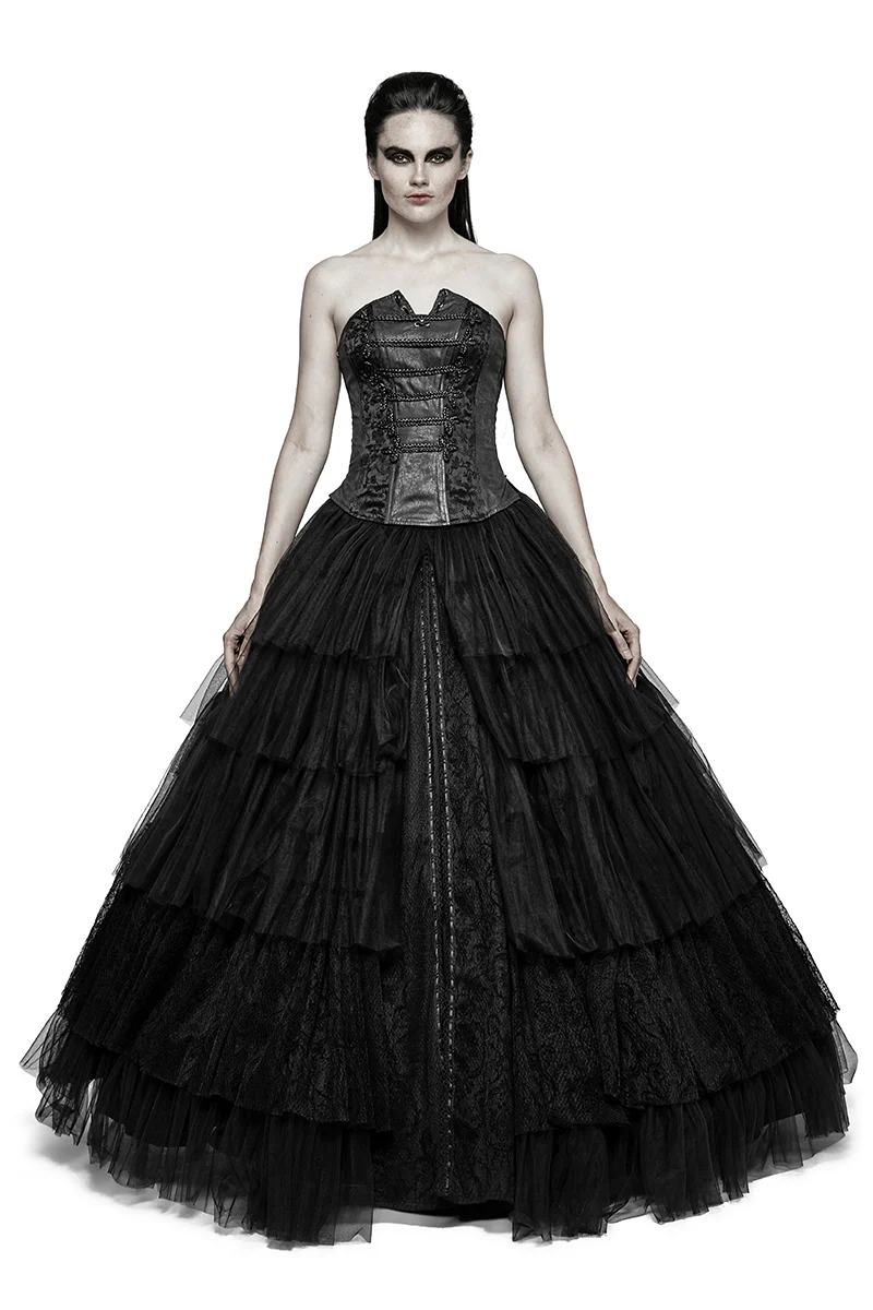 Party Elastic High Waist Flowers Mesh Prom Gothic Skirt - Image 6