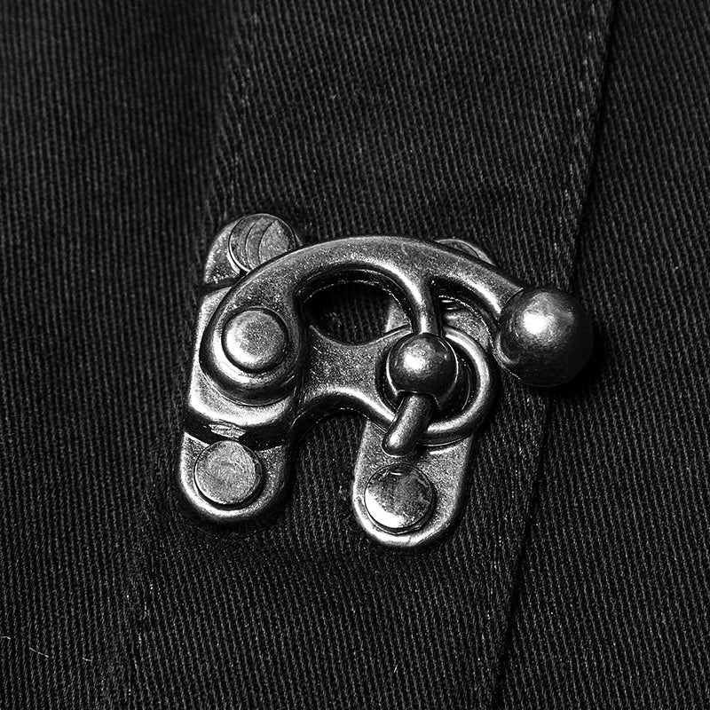 Personality Metal Buckle Design Punk Shirt For Men - Image 5