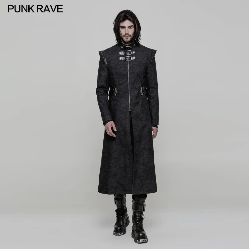 Personality Printing Leather Spliced Punk Coat For Men & Women