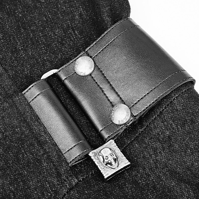 Personality Printing Leather Spliced Punk Coat For Men & Women - Image 10