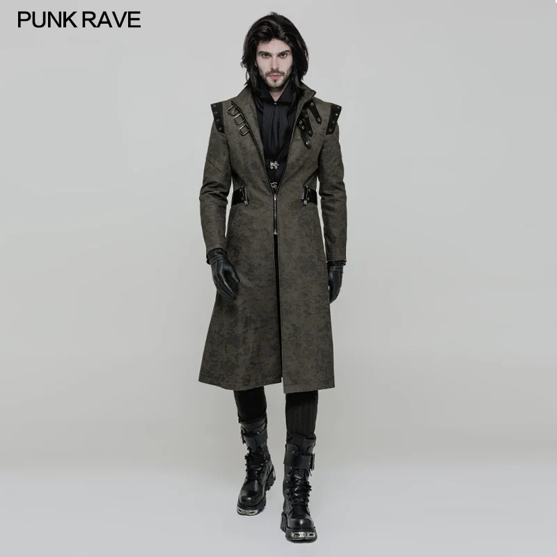 Personality Printing Leather Spliced Punk Coat For Men & Women - Image 11