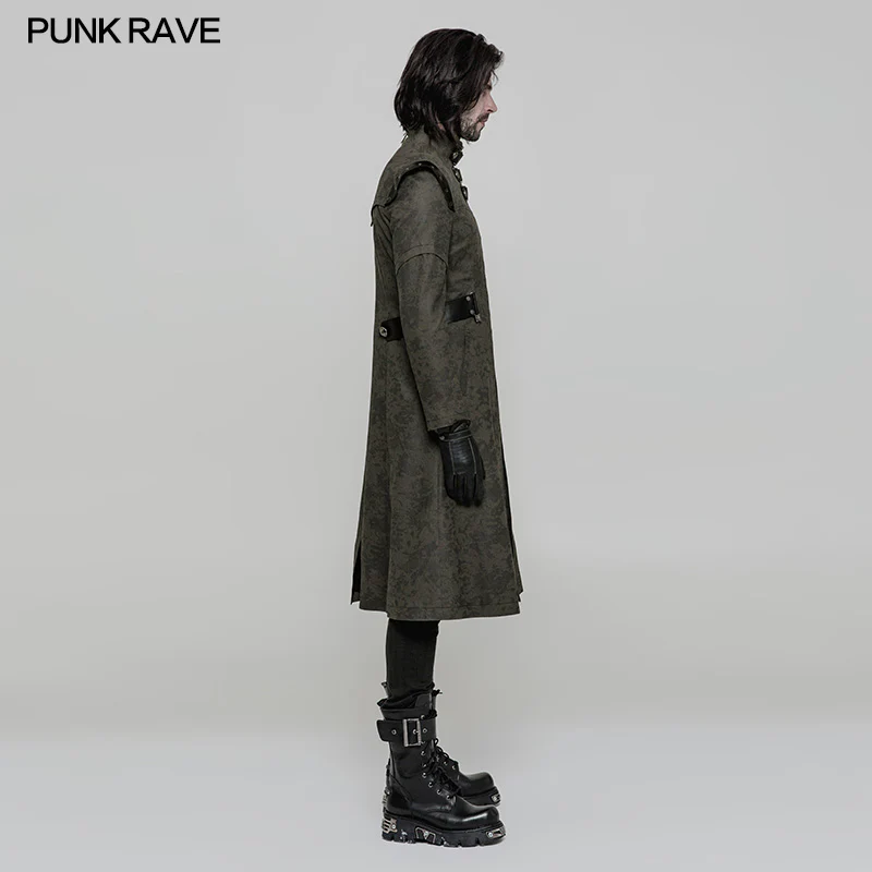 Personality Printing Leather Spliced Punk Coat For Men & Women - Image 12
