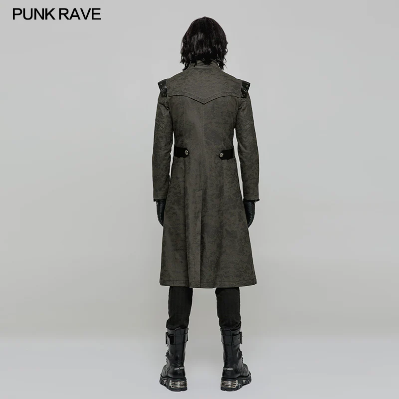 Personality Printing Leather Spliced Punk Coat For Men & Women - Image 13