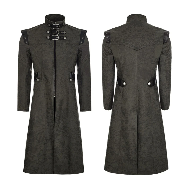 Personality Printing Leather Spliced Punk Coat For Men & Women - Image 14