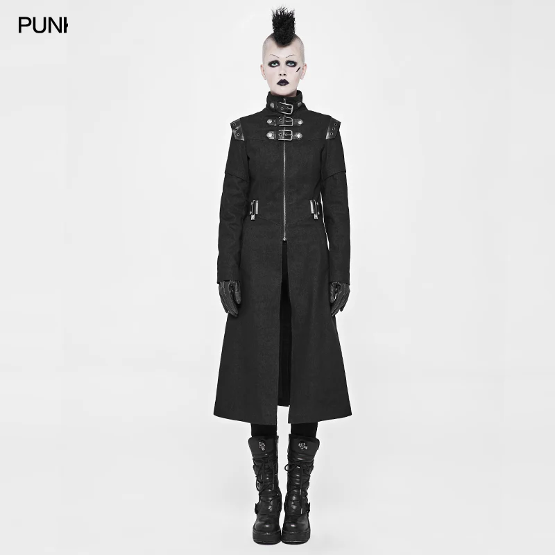Personality Printing Leather Spliced Punk Coat For Men & Women - Image 6