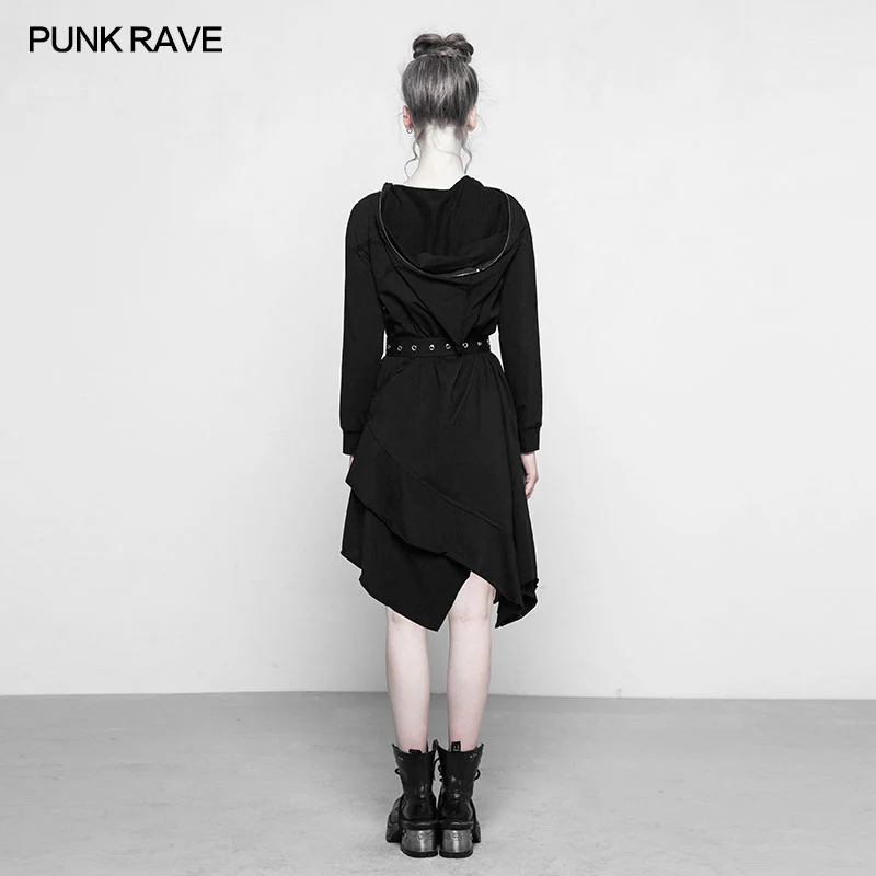Personality Punk Asymmetric Layered Knit Dresses With Wizard Hat - Image 3