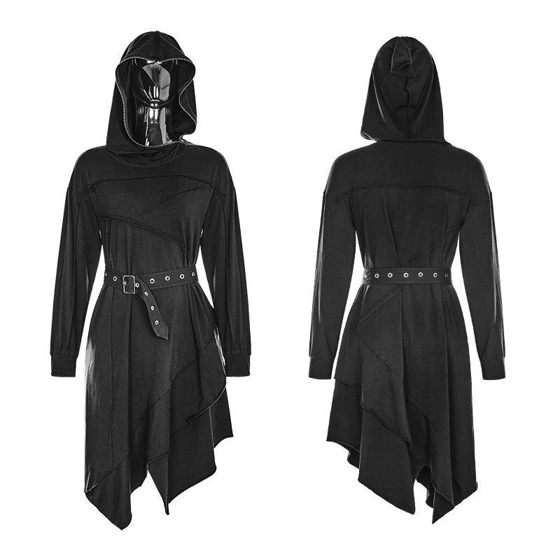 Personality Punk Asymmetric Layered Knit Dresses With Wizard Hat - Image 4
