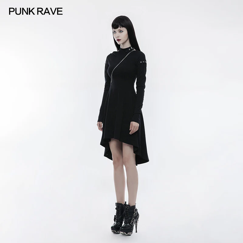 Personality Punk Dress With Hollow Out And Zipper Design - Image 2