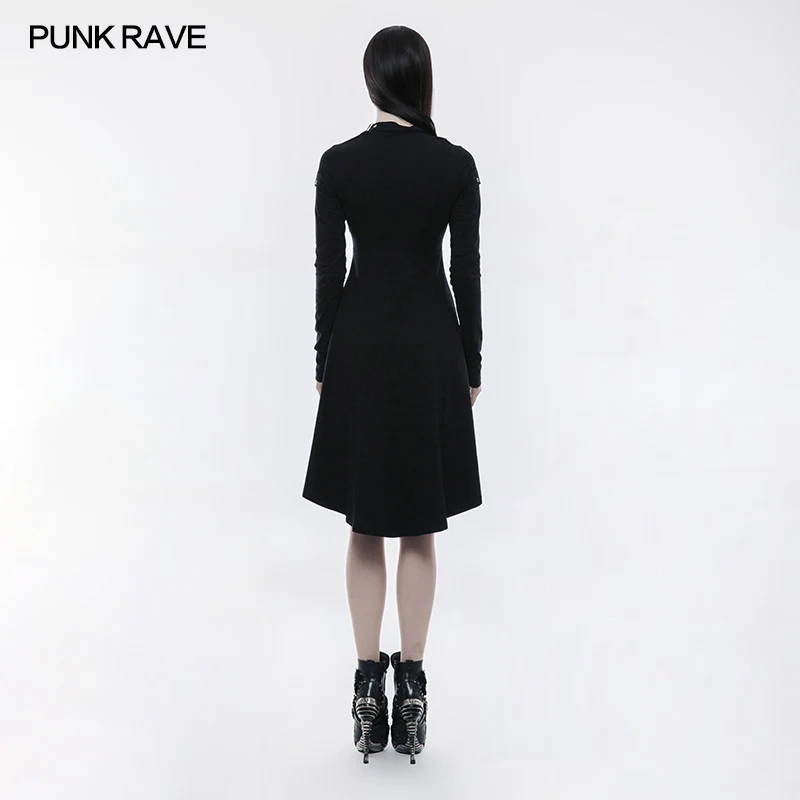 Personality Punk Dress With Hollow Out And Zipper Design - Image 3