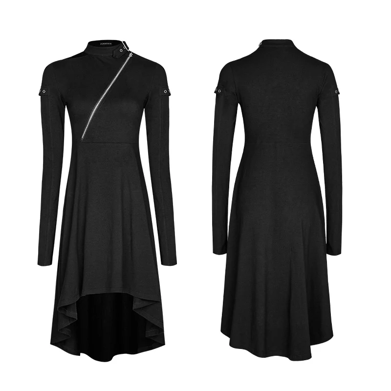 Personality Punk Dress With Hollow Out And Zipper Design - Image 4